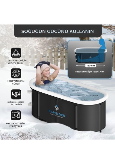 Eishelden 130 Cm Xl Oval Buz Banyosu Seti 5 Katmanlı Izolasyonlu Metal Gövde Spor Ve Terapi Için Küvet