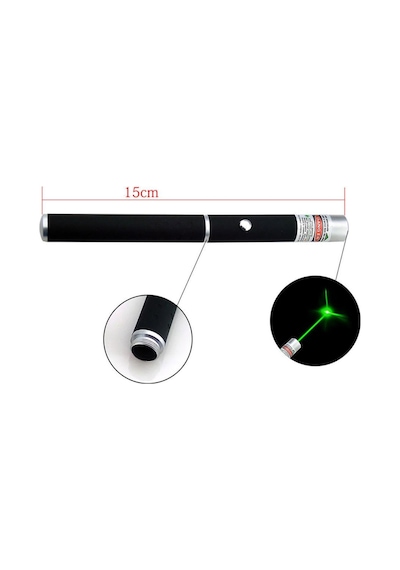 Şarjlı 5 Başlıklı Yeşil Lazer 100mw 532nm 8km Menzil Green Laser Pointer Siyah