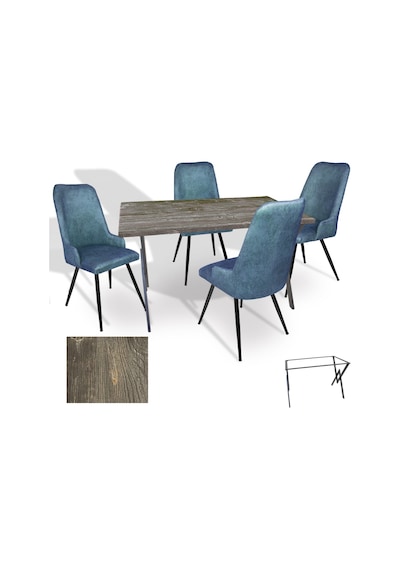 Anemon - Çırağan Masa Takımı Werzalit, Allzalit, Vermodin Tabla 80x140 - Old Pine - Mavi Çok Renkli