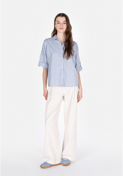 Colin's Colins Regular Fit Shirt Neck Kareli Kadın Mavi Roll-up Gömlek Cl1074029 Q1.v1 Ble Mavi