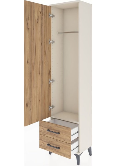 Arges Dolap Tek Raflı 2 Çekmeceli Tek Askılı 44x30x182 Aytaşı... Aytaşı