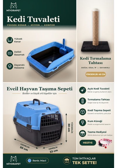 Kedi Set 5 Parça-taşıma-tırmalama-tuvalet