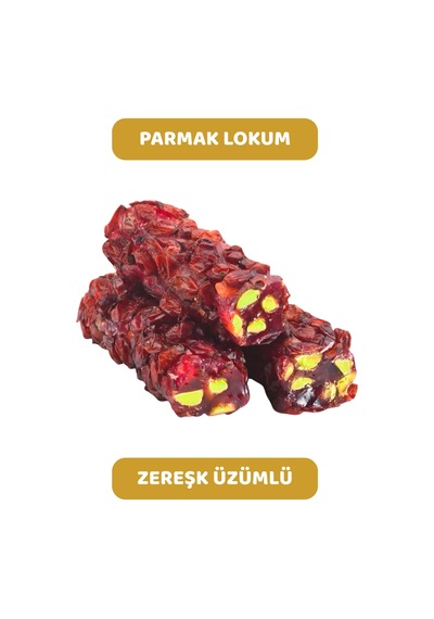 Zereşk Üzümü Kaplı Antep Fıstıklı Nar Aromalı Parmak Fitil Lokum 1kg