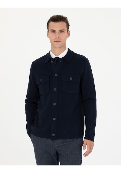Pierre Cardin Erkek Lacivert Melanj Hırka Triko 50278090-vr120 Lacivert Melanj