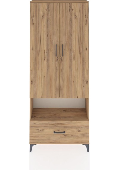 Arges Dolap 3 Raflı Tek Çekmeceli Tek Askılı 88x30x221 Çam-çam Çam