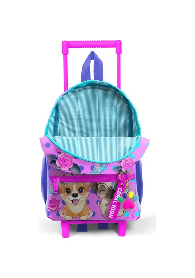 Minik Yuva Çekçekli Sırt Çantası Pembe Köpek Desenli İki Bölmeli 24050