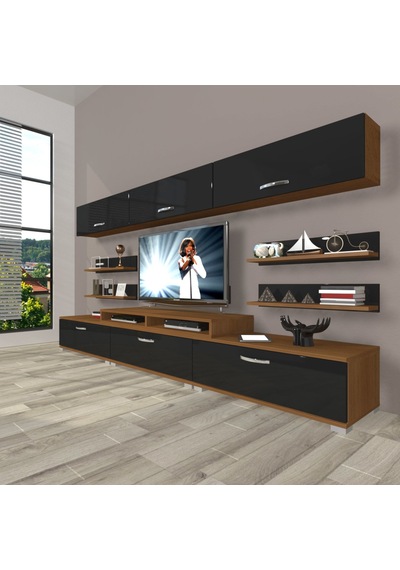 Decoraktiv Ekoflex 8y Slm Tv Ünitesi Tv Sehpası Ceviz - Siyah