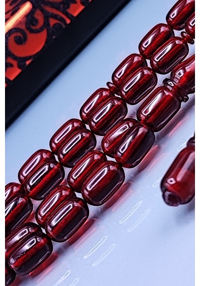 7 x 11 MM Kapsül Mustafa Uysal İmzalı Vişne Ateşi Kehribar Tesbih