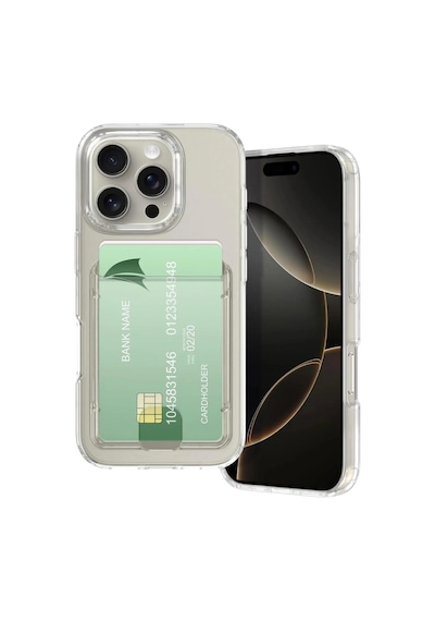 Apple Uyumlu iPhone 16 Pro Kılıf Kartlık Bölmeli Arkası Şeffaf Soft Dayanıklı Kapak