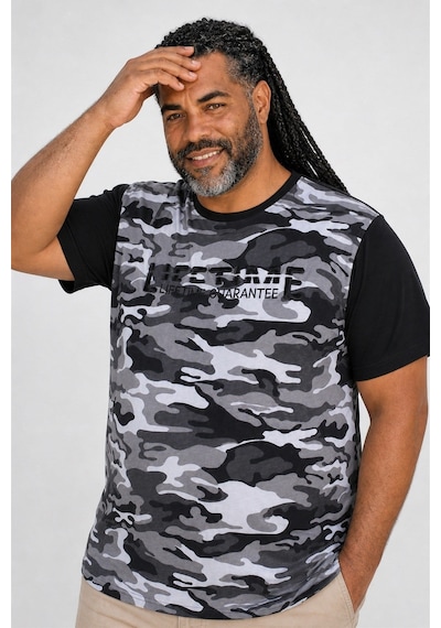 Starbattal Büyük Beden Shoulder Line Camouflage Erkek Tişört 23147 Fume-1130 Füme
