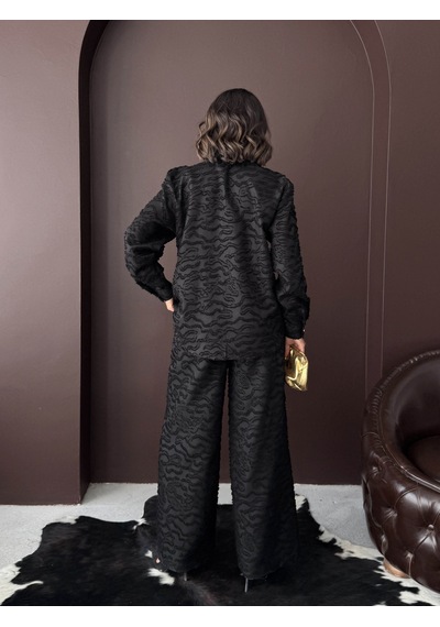 Verymoda Jakarlı Dokuma Gömlek F2019 SİYAH