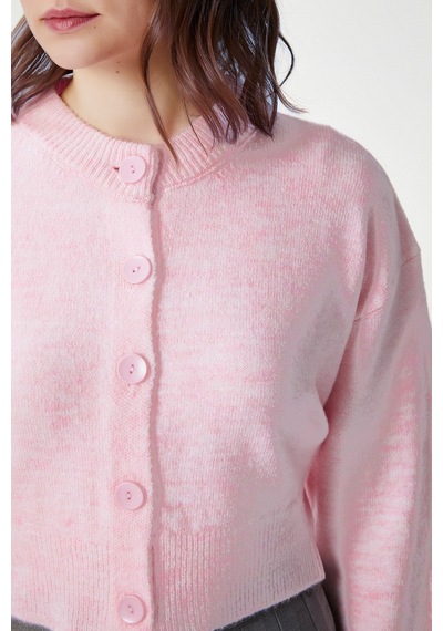 Ritnice Kadın Tilia Crop Pembe Örgü Hırka Pembe