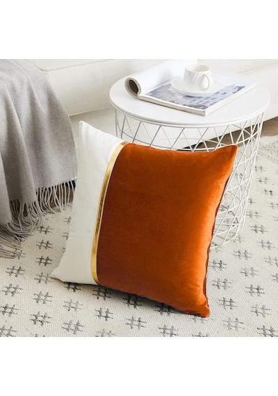 4 Paket Sonbahar Dekoratif Kırlent Kılıfları 45 X 45 Cm Oturma Odası Kanepe Yatak İçin, Sert Turuncu Ve Beyaz Kadi Diğer