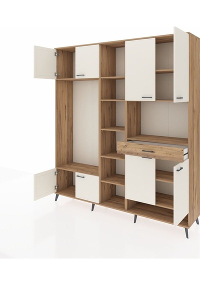 Hyperion Dolap 12 Raflı Tek Çekmeceli 8 Kapaklı 220x44x243 Çam-aytaşı/çam Çok Renkli Hyperion Dolap 12 Raflı Tek Çekmeceli 8 Kapaklı 220x44x243 Çam-aytaşı/çam Çok Renkli