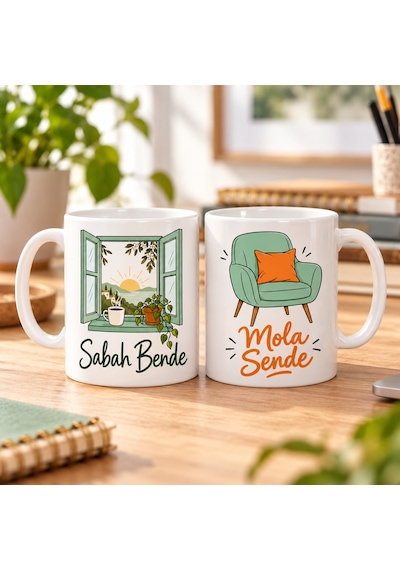 Bezos Sabah Molası 2'li Porselen Kupa Seti - Model 603 Nxrlvng