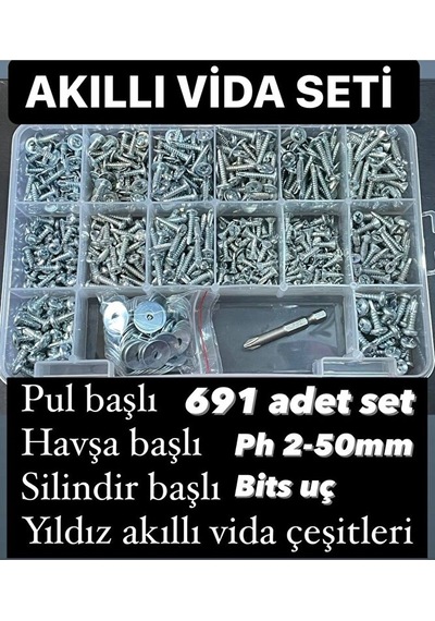 691 Adet Akıllı Matkap Uçlu Vida Seti Diğer