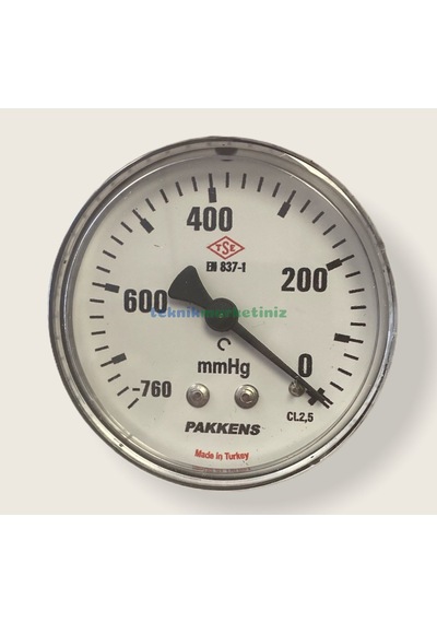 63MM -760 /0 MMhg Arkadan Çıkış G1/4" Kurutip VakuMMetre Pakkens