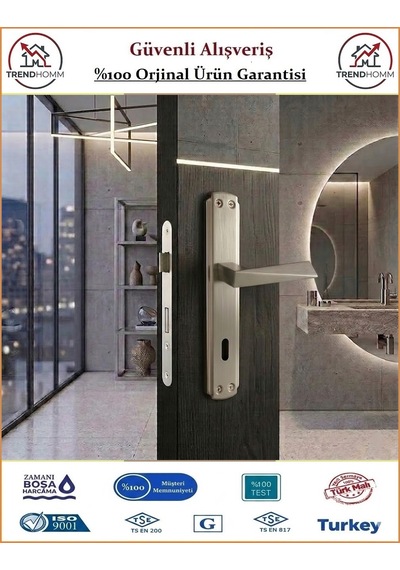 Trendhomm Prizma Aynalı - Nikel Saten - İç Oda Kapı Kolu