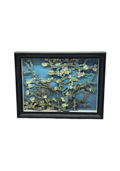 3d Katmanlı Badem Çiçekleri Sanat Tablosu Van Gogh Temalı Çerçeveli Hediyelik Dekoratif Masa Ve Duvar Panosu