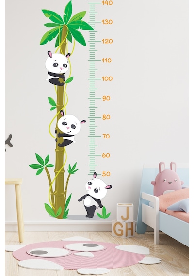 Sevimi Pandalar Çocuk Odası Boy Ölçer Sticker Boy Ölçüm Cetveli