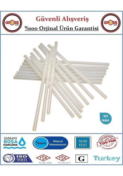 Çubuk Mum Silikon Şeffaf - 11.2x300mm Kalın - 10 Adet