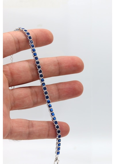 Su Yolu Model Safir Taşlı 925 Ayar Gümüş Kadın Bileklik 201024747 Gümüş