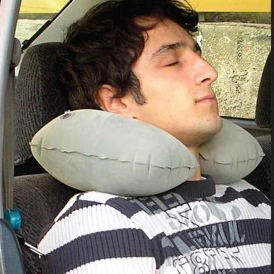 Hobibahçem Seyahat Yolculuk Uyku Boyun Yastığı Ergonomik Ortopedik Yastık Gri