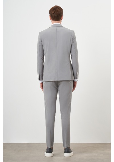 Morven Erkek Gri Polyamide Trend Kruvaze Slim Fit Sivri Yaka Takım Elbise 24ys001004100 Gri
