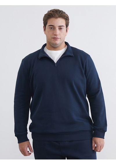 Lcwaıkıkı Classic Lacivert Büyük Beden Dik Yaka Erkek Sweatshirt