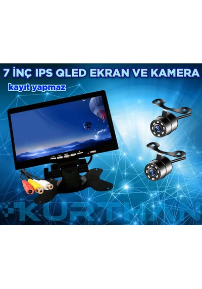2 Adet Beyaz Ledli Kelebek Kamera Ve 7'' Qled Monitör 12v