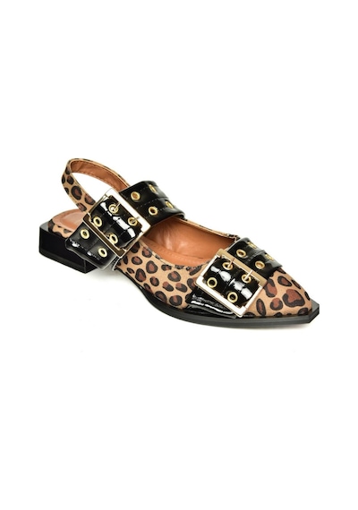 Fox Shoes U518600102 Leopar Alçak Topuklu Kadın Ayakkabı Taba - Kahverengi
