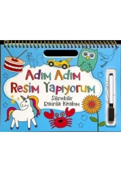 Adım Adım Resim Yapıyorum - Mavi Kapak - Silinebilir Etkinlik Kitabım- Net Çocuk Yayınları