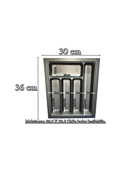 30x36 Çekmece Içi Antrasit Kaşıklık 26,5x32,5 Cm'e Kadar Kesilebilir Çok Renkli