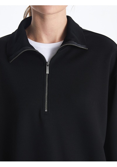 Lcwaıkıkı Classic Siyah Dik Yaka Oversize Kadın Sweatshirt
