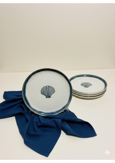 Moderna 4 Parça 21 Cm Pasta Tabağı Tarçın Midye Desenli Tarçın