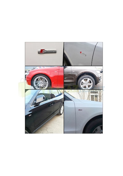 Audi S Line Logo Çamurluk Arma Amblem Paslanmaz Çelik Parlak 2 Ad