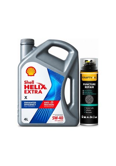 Shell Helix Extra X Motor Yağı 5w-40 4 Litre + Lastik Tamir Kiti 400 ML