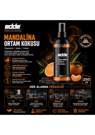 Edde Mandalina Kokulu Araba Araç Oto Ortam Kokusu Araç Içi Kokuları Oto Parfümü 250 Ml Oto Detailing 250ml