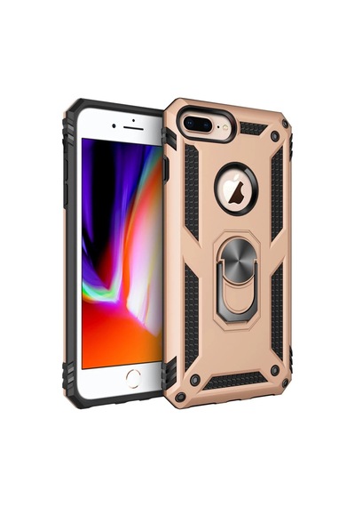 Newface Apple  Uyumlu - iPhone 7 Plus Kılıf Sofya Yüzüklü Silikon Kapak - Gold Altın