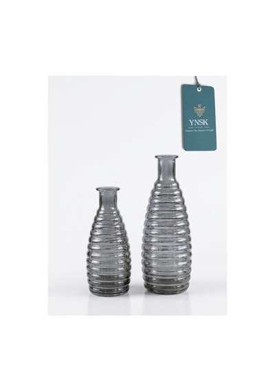 Chacha Home Luxury Elara 2 'li Minimalist İthal Dekor Cam Vazo Füme