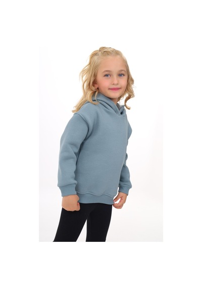 Toontoy Kız Çocuk Oversize Kapüşonlu Düşük Omuz Baskılı Sweatshirt - 3 İplik Şardonlu Mint