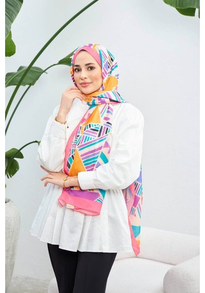 İpekhan Etnika Desen İnce Pamuk Şal Pembe