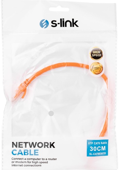 S-lınk Sl-cat6030tr Cat6 Patch 30cm Kablo Turuncu 1923