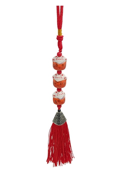 Üçlü Turuncu Maneki Neko Şans Kedisi Araba Süsü No.5t