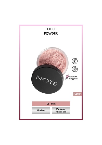 Note Loose Powder 05 Pink Makyaj Sabitleyici Matlaştırıcı Toz Pudra