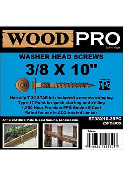 Woodpro Gurthalteband St38 X 10 25-parça 3/8 İnç 25,4 Cm Uzunluk Çamaşır Makinesi Dış Kafa Ahşap Vidalar, 25 Adet, 0.35 CM