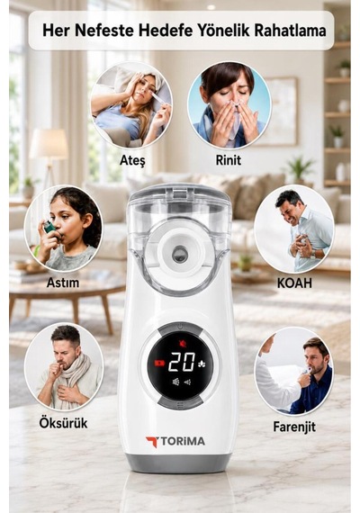 Nebulizatör Mesh Usb Şarjlı Sessiz Kademeli Dijital Ekranlı My-135b Beyaz