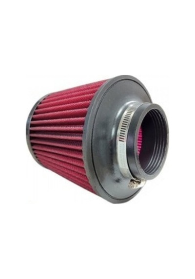 Carub Oto Filtre Performans Hava Filtresi Yüksek Verimli Akışlı Tuning 76mm Girişli Konik 16x15cm Krom Kırmızı