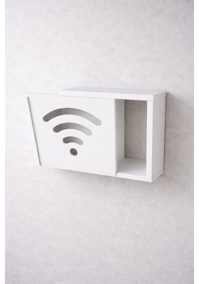 Teknor Ahşap Modem Saklama Kutusu Dekoratif Wifi Desenli Saklama Kutusu Demonte 35 X 40 Cm Sürgülü
