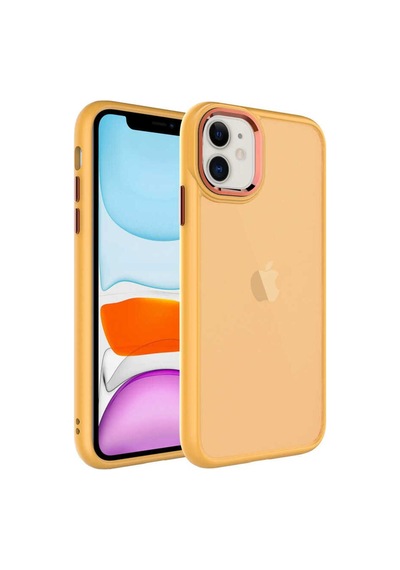 Apple Uyumlu iPhone 11 Kılıf Buzlu Sert Pc Zore May Kapak Turuncu